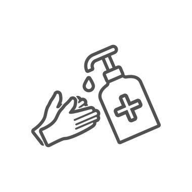 Ellerini düz bir şekilde dezenfekte et. Vektör illüstrasyonu.