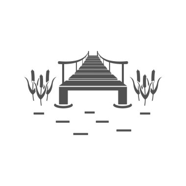 Düz stil ile balıkçılık köprüsü simgesi. Vektör illüstrasyonu.