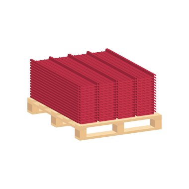 Roofing Sheet Iron on a pallet.Vector isometric and 3D view.