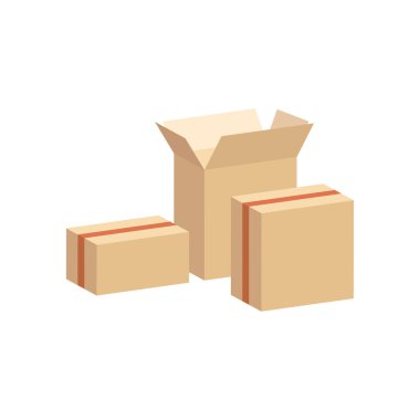 Cardboard boxes for delivery.Vector isometric and 3D view.