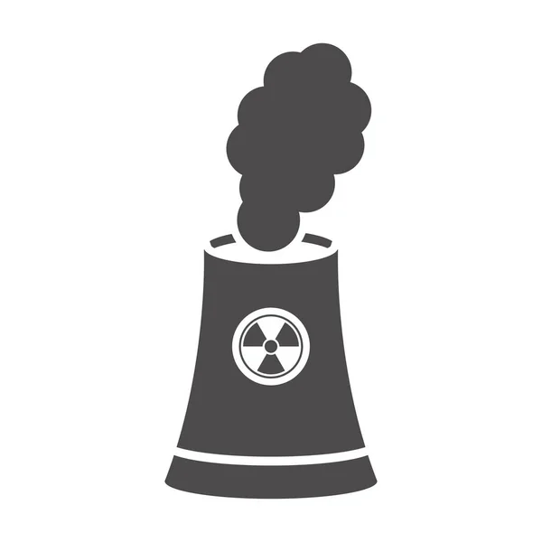 Icona Della Torre Della Centrale Nucleare Stile Piatto Illustrazione Vettoriale — Vettoriale Stock