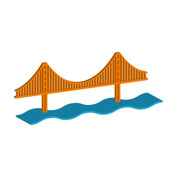 Golden Gate Bridge Vektorillustration Und Isometrische Ansicht — Stockvektor