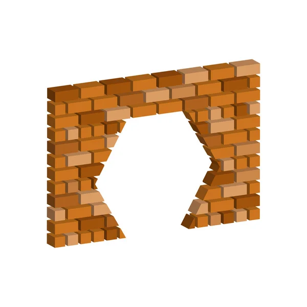 Arc Dans Mur Briques Vue Isométrique Vectorielle — Image vectorielle