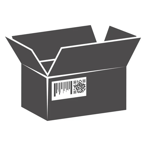 配送のための段ボール箱 バーコードとボックス上のQrコードを閉じたボックス — ストックベクタ