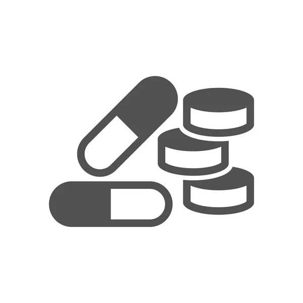 Tablets Capsules Powder Icon Flat Style Vector Illustration — Stock Vector