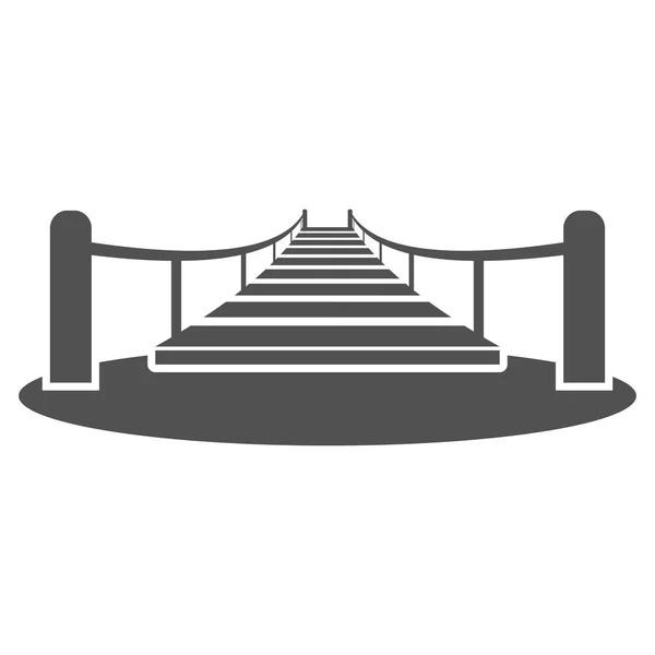 Деревянный Подвесной Мост Через Иконку Ущелья Плоском Стиле — стоковый вектор