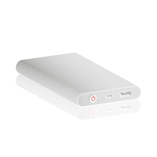 Realistic Power Bank Gray Color Vector Isometric View — Stockový vektor