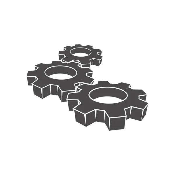 Gears Icon Flat Style Vector Illustration - Stok Vektor