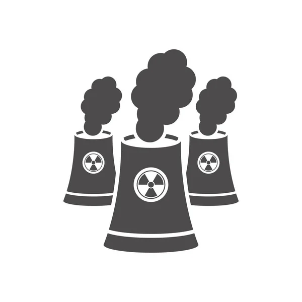 Nuclear Power Plant Towers Icon Vector Illustration — Stock Vector