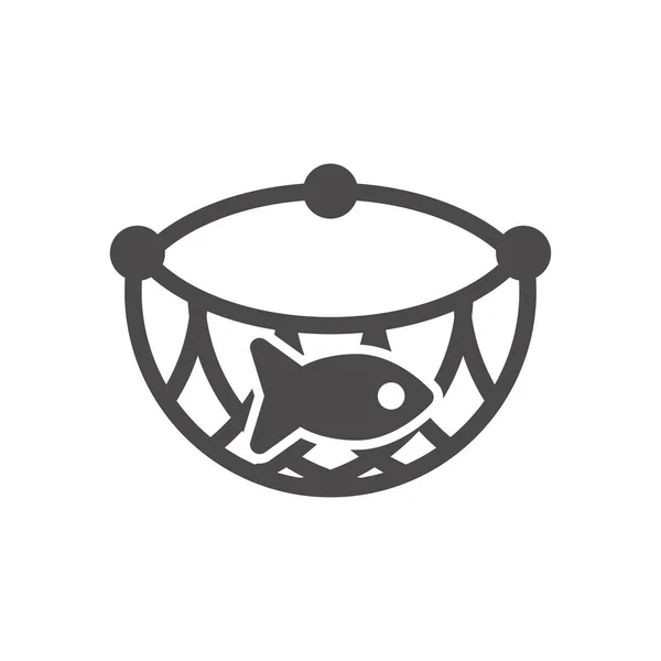 Fishnet Icon Flat Style Vector Illustration — Vettoriale Stock