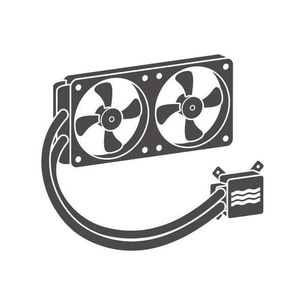 Two Fan Liquid Cooling System Icon Vector Illustration — Stok Vektör