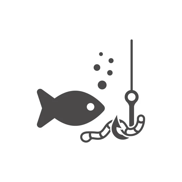 Значок Рыбалки Плоском Стиле Векторная Иллюстрация — стоковый вектор