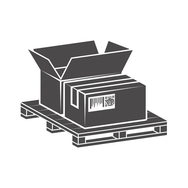 Szállítócsomagok Kartondobozban Lapos Raklapikonra Csomagolva Vektor Illusztráció — Stock Vector