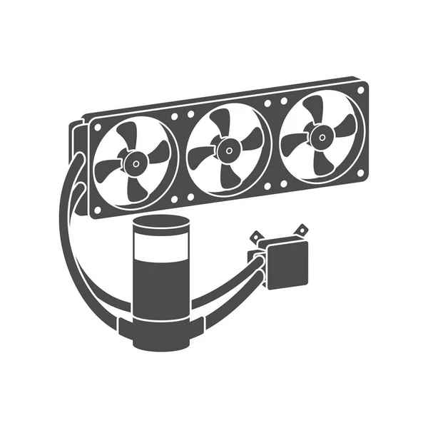 Liquid Cooling System Icon Flat Style Vector Illustration - Stok Vektor