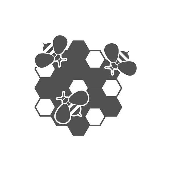 Bees Honeycombs Icon Flat Style Vector Illustration — Vettoriale Stock