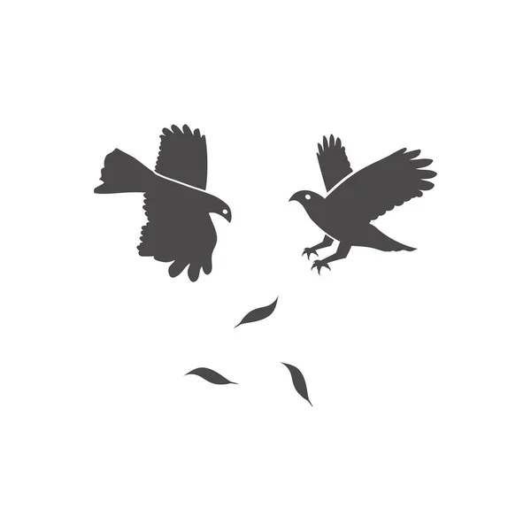 Bataille Deux Oiseaux Proie Dans Ciel Icône Style Plat Illustration — Image vectorielle