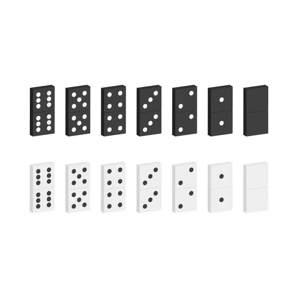 Ensemble Dominos Noirs Blancsillustration Vectorielle Vue Isométrique — Image vectorielle