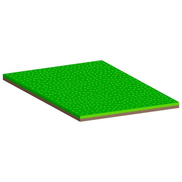 Lawn Brown Soil Turf Green Grass Vector Isometric View — Stockový vektor