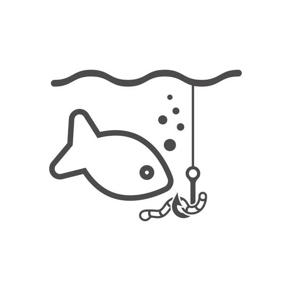 Fishing Icon Flat Style Vector Illustration — Vetor de Stock