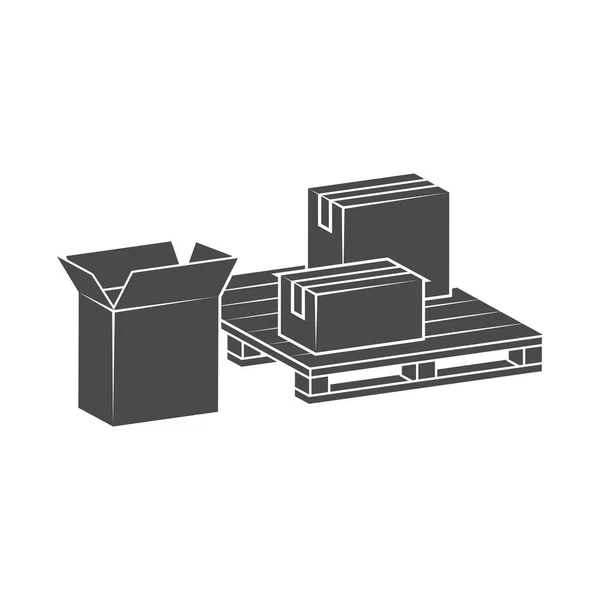 Cardboard Boxes Delivery Icon Flat Style Vector Illustration — Vetor de Stock