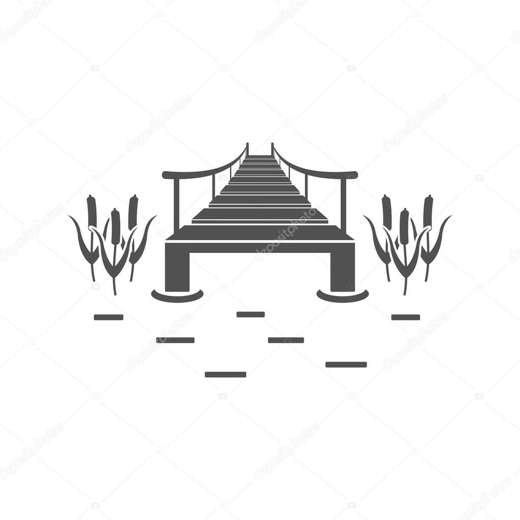 Fishing bridge icon in flat style.Vector illustration.