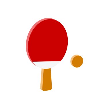 Beyaz arkaplanda pinpon simgesi izole edildi. Isometric ve 3D görünüm.