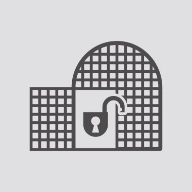 Beyaz arkaplanda hapishane simgesi izole edildi. Vektör illüstrasyonu.