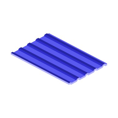 Çatılar ve çitler için profil levhası demiri beyaz arkaplanda izole edilmiş bir simge. Isometric ve 3D görünüm.