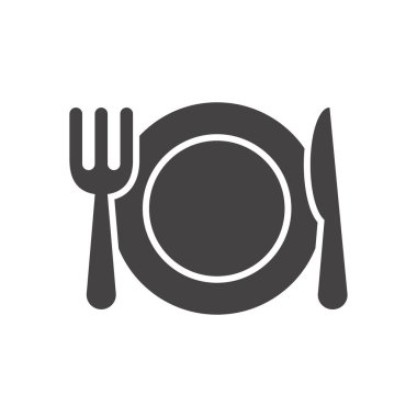 Düz stil restoran simgesi beyaz arkaplanda izole edildi. Vektör illüstrasyonu.