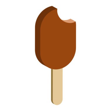 Beyaz arka planda izole edilmiş çubukta çikolatalı dondurma. Isometric ve 3D görünüm..