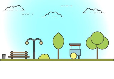 Şehir parkı. Düz dizaynlı pankart..