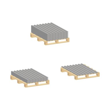 Beyaz arkaplanda izole edilmiş bir palette çatı tahtası. Isometric ve 3D görünüm.