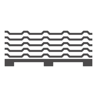 Beyaz arkaplanda izole edilmiş bir palet simgesi üzerinde çatı levhası demiri. Vektör illüstrasyonu.