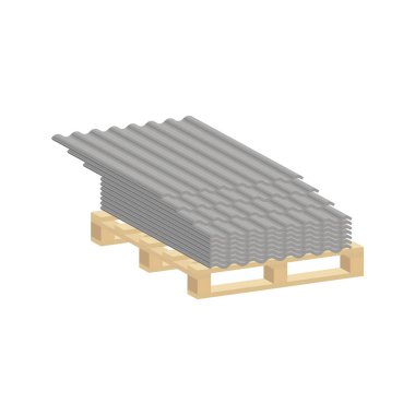 Beyaz arkaplanda izole edilmiş bir palette çatı kaplaması. Vektör izometrik ve üç boyutlu görünüm.