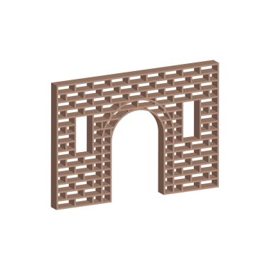 Kemer ile dekoratif bölünme. Vektör izometrik ve 3B görünüm.