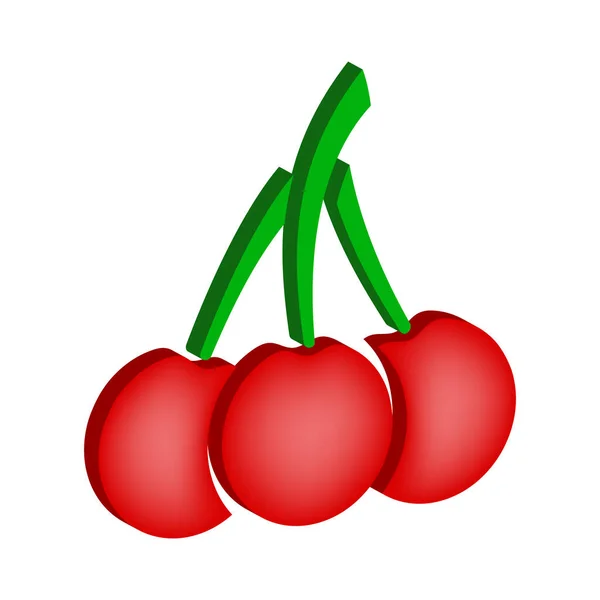 Tres Cerezas Icon Isométrico Vista — Vector de stock