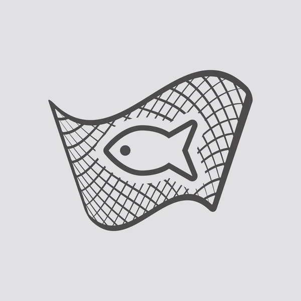 Fishing net icon in silhouette flat style isolated