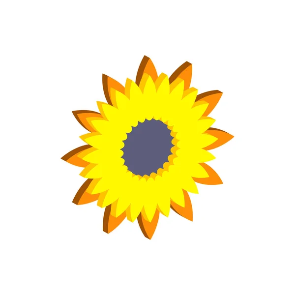 Girasol Aislado Sobre Fondo Blanco Vista Isométrica — Vector de stock