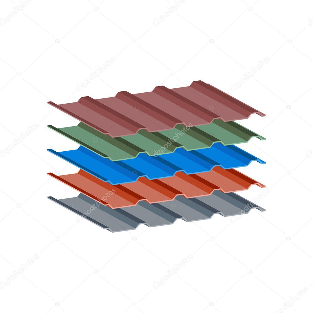 Profile sheet iron for roofs and fences icon isolated on white background.Isometric and 3D view.