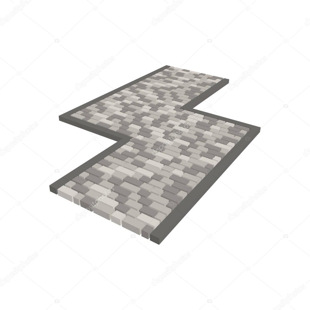 Layout example of paving slabs isolated on white background.Vector isometric and 3D view.