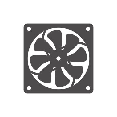 PC soğutucu. Bilgisayar donanımı fan simgesi düz. Vektör illüstrasyonu.