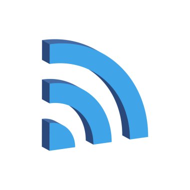 Beyaz arkaplan 3D vektör illüstrasyonu ve izometrik görünüm üzerinde izole edilmiş ücretsiz Wi-Fi alan simgesi.