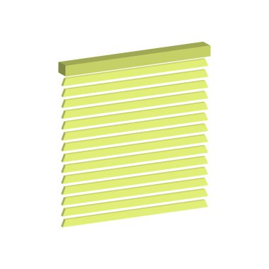 Jalousie beyaz arka planda izole edildi. 3D vektör çizimi ve izometrik görünüm.