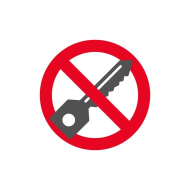 Yasak işareti. Beyaz arkaplanda düz stil hiçbir kapı kilidi yok. Vektör illüstrasyonu.