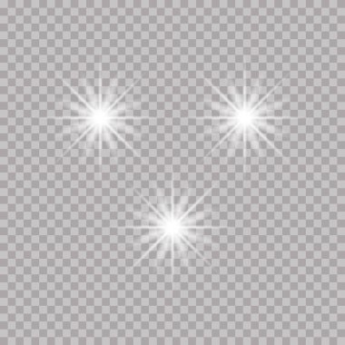 Parlak efektli şeffaf yıldızlar.