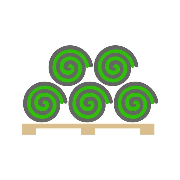 Turf Rolls Lawn Roll Pallet Icon Flat Style Vector Illustration — 스톡 벡터