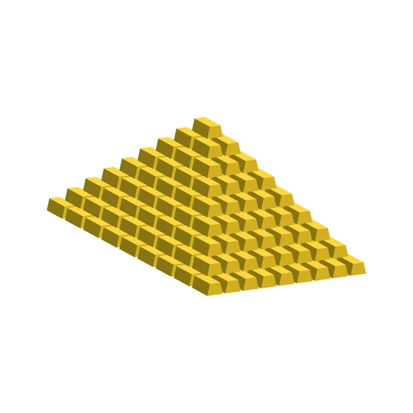 Золотые Слитки Складываются Пирамида Векторная Иллюстрация Изометрический Вид — стоковый вектор
