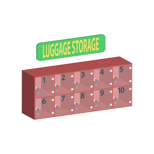Luggage Storage Transparent Cells Storage Room Supermarket Isolated White Background — Stock Vector