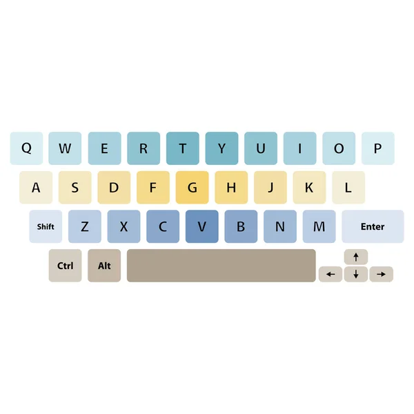 Teclado Con Botones Multicolores Aislados Sobre Fondo Blanco Ilustración Vectorial — Vector de stock