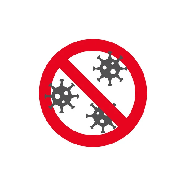 Znak Zakazu Brak Wirusów Płaskim Stylu Izolowane Białym Tle Ilustracja — Wektor stockowy